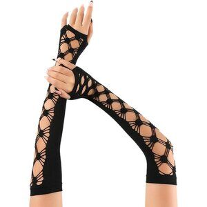 Women's Fishing Halloween Black 5 Net Gloves Fingerless Gothic Accessories